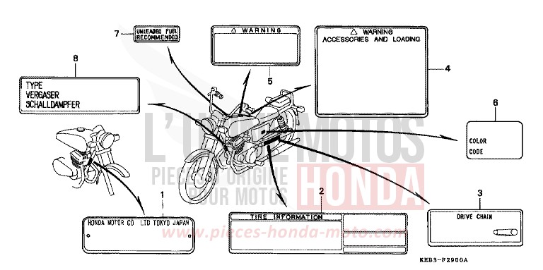 WARNETIKETT von CB1300 Super Bold'or ABS VORTEX PURPLE METALLIC (RP140) von 1996